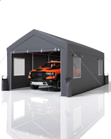 Hipicute 12'x20'x11' Heavy-Duty Portable Garage with Canopy Top, Front and Back Doors, Roll-Up Windows, Carport Shelter Reinforced Structure for Cars, Trucks, Boats, and Parties - Gray Hipicute