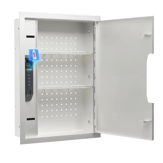 MAXSAFES Wall Gun Safe with Super Finger Vein Recognition Lock Electronic Hidden Safe with Removable Pegboard & Shelfs, Wall Safes Between the Studs for Handguns, Valuables, Home or Business