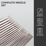 H&S Knitting Needles Set for Beginners Knitting Accessories - 11 Pairs of Stainless Steel Knitting Needles with Firm Grip Handle - Single Pointed Needle Set with Pouch for Easy Storage H&S