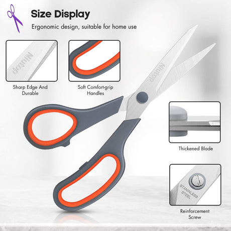 Scissors Bulk Set of 40-Pack, Niutop 8" Multipurpose Sharp Sewing Craft Fabric Scissors for Office Home High/Middle School Student Office Teacher Art Supplies, Soft Comfort-Grip Right/Left Handles Niutop