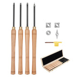 VEVOR Wood Lathe Turning Tool Set, 4PCS Lathe Roughing Finishing and Detailing Hollow Tool with Wooden Handle Diamond Round Square Carbide Inserts Wooden Box for Beginners Hobbyists Professionals VEVOR
