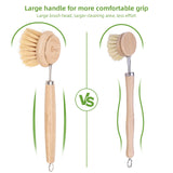 Bamboo Scrub Brush 3 Pcs Replacement Head, Natural Soft Kitchen Dish Brush with Handle Sisal Plant Veggie Brush Multi-Purpose Dish Scrubber Brush Special Kitchen Utensils ANTYA