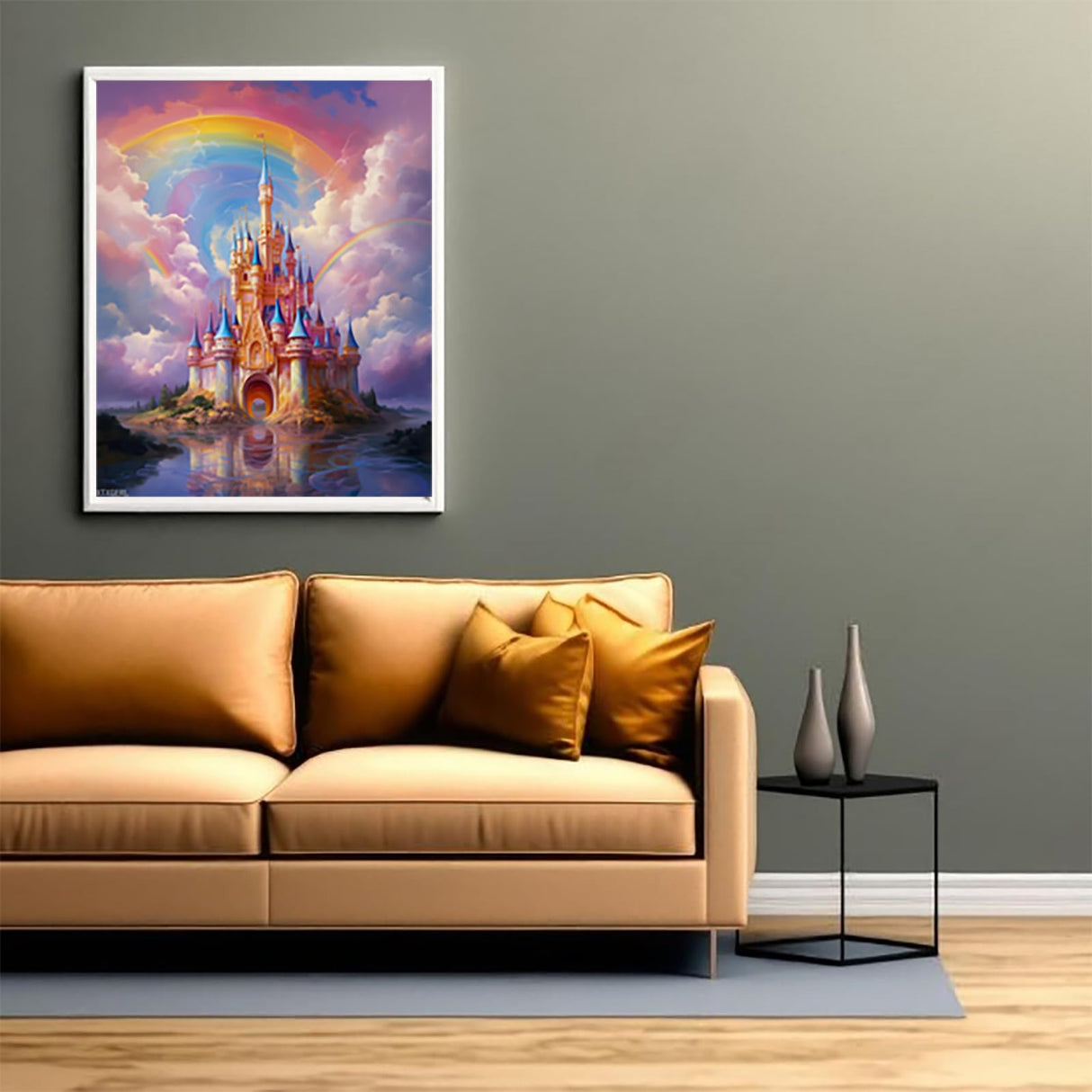 XTXGERL Paint by Numbers, Rainbow Castle Clouds, Adult Crafts Adult Paint by Number Kits, Arts Crafts for Home Decor (No Frame,16x20 inch) XTXGERL