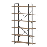 HSH Rustic Oak 6-Tier Tall Bookcase & Storage Rack with Metal Frame HSH