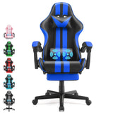 Ferghana Gaming Chairs with Footrest,Computer Game Chair,Massage Gaming Chairs,Christmas,Xmas Gift,PC Gaming Chairs for Adults Teens for Gaming Live Streaming Room(Navy Blue,Racing Version) Ferghana