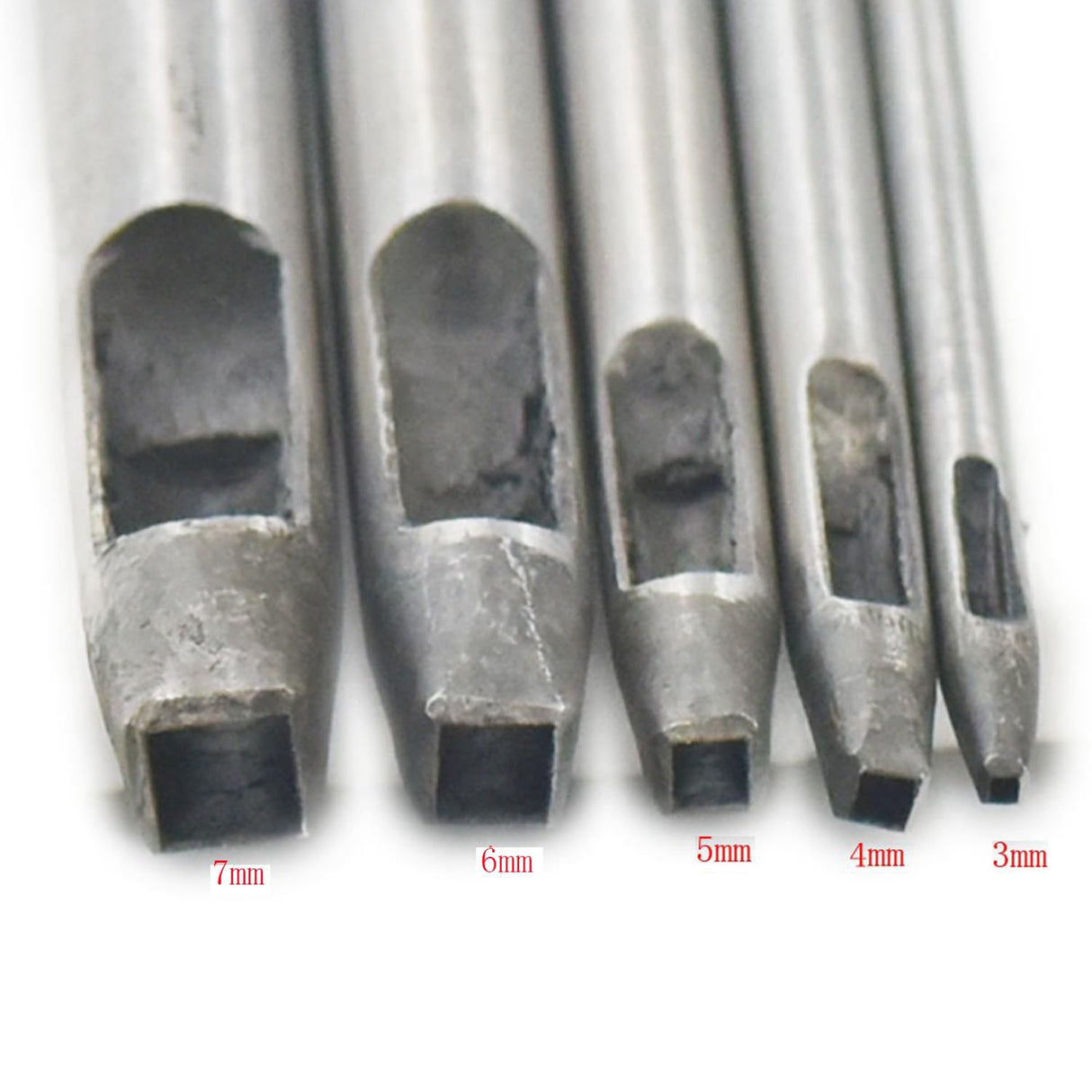 Fujiyuan 5PCS 3mm 4mm 5mm 6mm 7mm Leather Punch Cutter Tool Hollow Square Hole Steel Belt Watch Band Bag Package fujiyuan