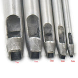 Fujiyuan 5PCS 3mm 4mm 5mm 6mm 7mm Leather Punch Cutter Tool Hollow Square Hole Steel Belt Watch Band Bag Package fujiyuan