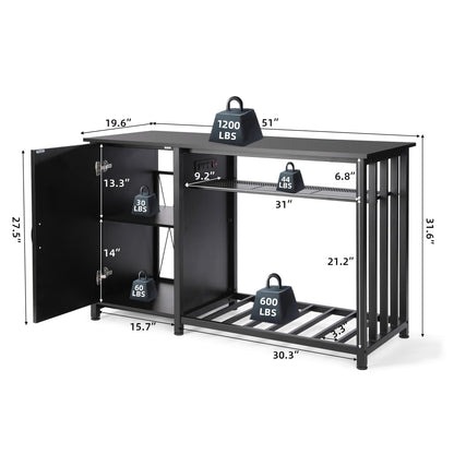 VOWNER 55-75 Gallon Fish Tank Stand, Aquarium Stand with Power Outlets, Cabinet for Fish Tank Accessories Storage, Heavy Duty Metal Frame, Suitable for Fish Tank, Turtle Tank, 1200LBS Capacity, Black