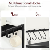 MAHANCRIS Bakers Rack with Power Outlet, Microwave Stand with Hooks, Multifunctional Storage Rack, Coffee Bar with Enclosure, Kitchen Storage Shelf, for Kitchen, Dining Room, Black BRHB40E01 MAHANCRIS