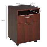 HOMCOM Mobile Storage Cabinet Organizer with Drawer and Cabinet, Printer Stand with Castors, Brown HOMCOM