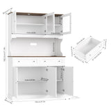 FACBOTALL 71.9" Kitchen Pantry Cabinet, Tall Storage Cabinet, Kitchen Cabinets with Countertop and Outlets, Farmhouse Kitchen Pantry Storage Cabinet with Doors and Shelves for Kitchen, White FACBOTALL