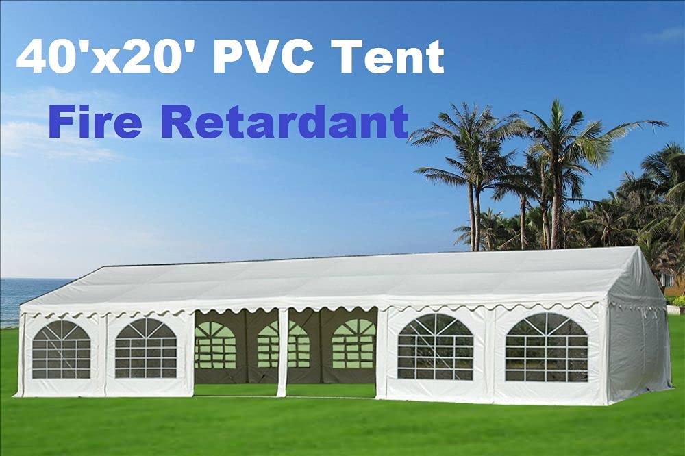 Delta 40'x20' Fire Retardant (FR) PVC Party Tent,Wedding Tent Canopy,Outdoor Event Shelter,Garden Gazebo,with Waterproof Top,Galvanized Steel Poles,Carry Bags DELTA