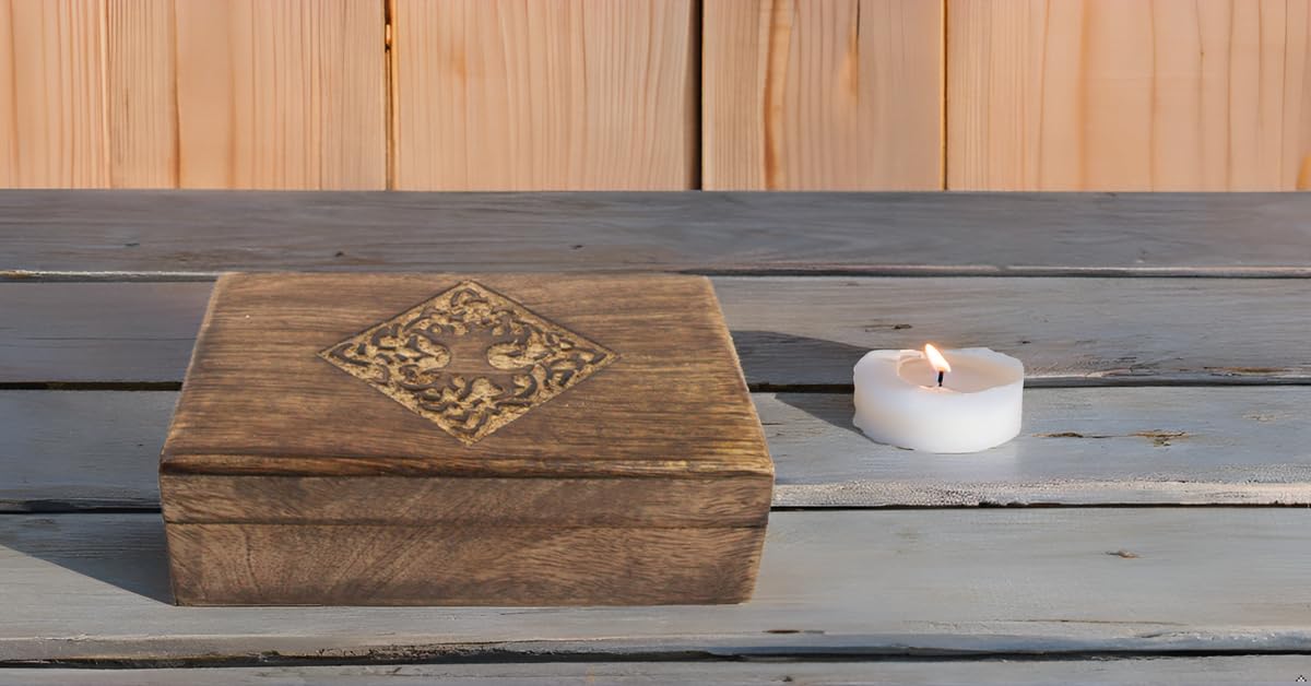 Great Birthday Gift Handmade Decorative Wooden Jewelry Box Tree Of Life Carving Jewelry Organizer Keepsake Box Treasure Chest Trinket Holder Watch Box Storage Lock Box 8 x 5 Inch Housewarming Gift The Great Indian Bazaar
