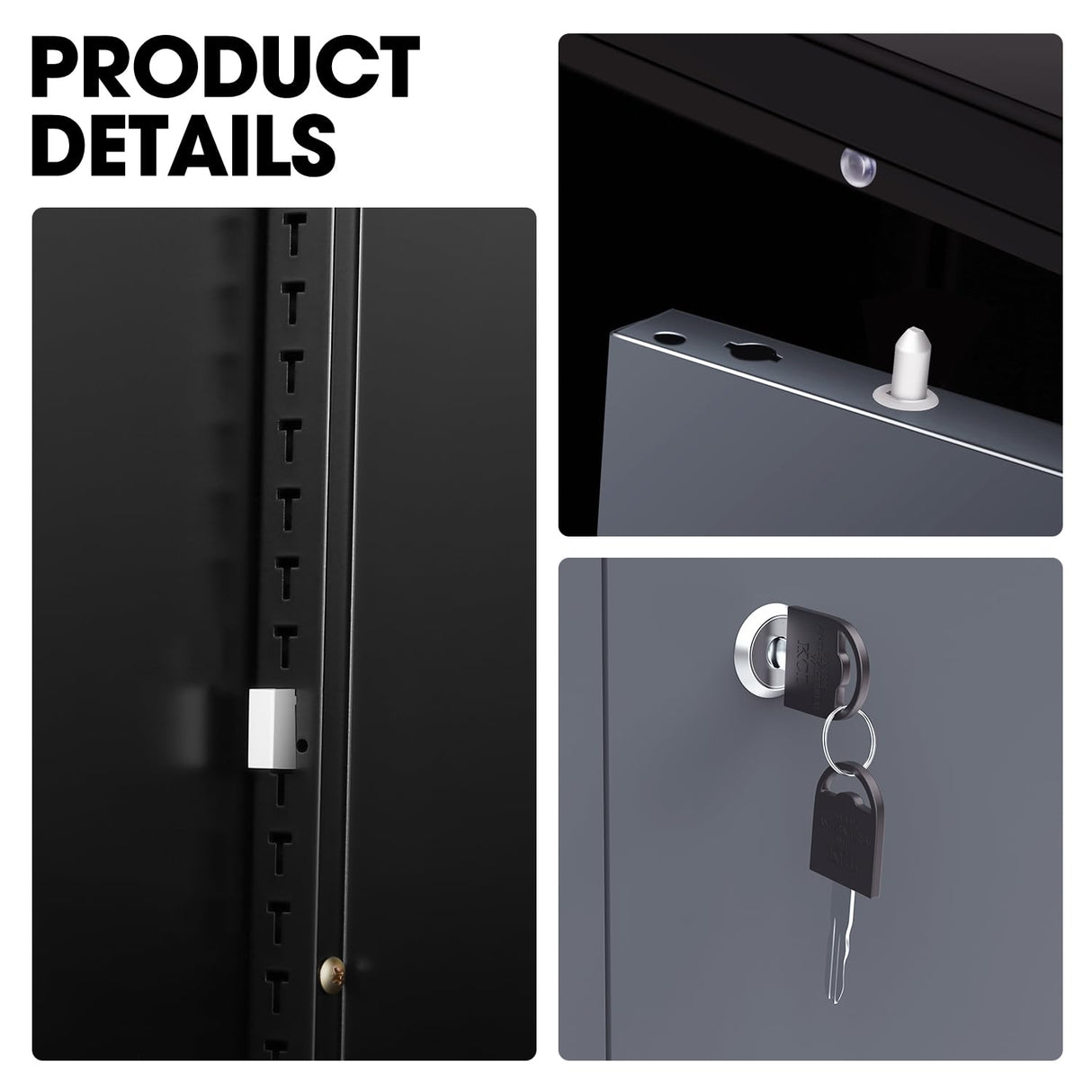 DNA MOTORING Metal Storage Cabinet, 36'' Locking Cabinet with 2 Doors and 2 Adjustable Shelves, Metal Cabinet Heavy Duty Utility Cabinet for Garage,Office,Home,Gym, Gray Black, TOOLS-00631-GY-BK DNA MOTORING