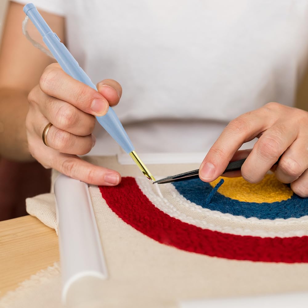 2 Pack Adjustable Embroidery Punch Needle Pen Tool, Felting Threader Needle for Embroidery Rug DIY Handmade Art Crafts Stitching Applique Embellishment WYBG