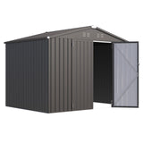 AECOJOY Shed 8' x 6' Metal Storage Shed for Outdoor, Dark Grey Steel Backyard Shed (53 Sq.Ft Land) with Design of Lockable Doors, Utility and Tool Storage for Garden, Backyard, Patio, Outside use AECOJOY