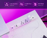 MOTPK White L Shaped Gaming Desk with Power Outlet, Reversible Computer Desk with Height Adjustable Monitor Stand, Coner Desk 43inch with LED Lights, Home Office Desk MOTPK