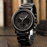 2win Engraved Wooden Watch for Men - Personalized with Custom Back Cover and Box Photo, Analog-Digital Display, Wood & Stainless Steel Band 2win