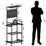 Fishing Rod Holders for Garage, Fishing Rod Storage Rack with Hooks & Wheels, Fishing Pole Holder Organizer, Tackle Box & Reel Storage Black SEEAHEAD