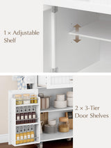 OtterOasis Kitchen Island with Storage, 31.5" D Rolling Kitchen Island Cart on Wheels with Widen Drop Leaf Rubberwood Top, Large Mobile Kitchen Island with Trash Can Storage and Towel Bar, White OtterOasis