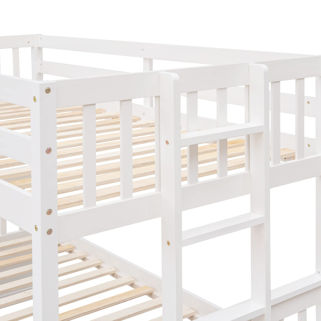 Linique Twin-Over-Full Bunk Bed with Twin Size Trundle,Can be Divided into a Captain Bed with 3 Drawers and a Single Bed for Bedroom,Guest Room(White) Linique