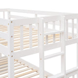 Linique Twin-Over-Full Bunk Bed with Twin Size Trundle,Can be Divided into a Captain Bed with 3 Drawers and a Single Bed for Bedroom,Guest Room(White) Linique