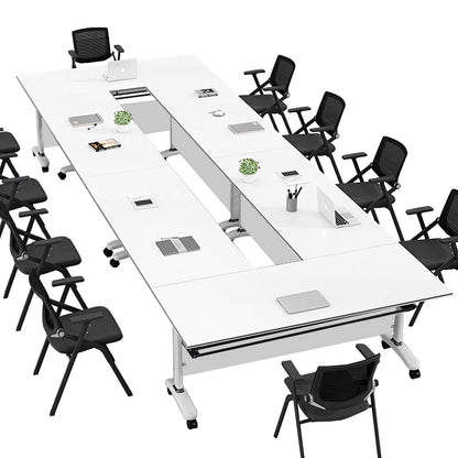 Conference Table, Folding Conference Room Tables With Flip-Top Design, With Caster Rectangular Modular Conference Room Table, for Office Conference Room Training Room 47x20x30in( WxDxH) 6PCS- - WoodArtSupply