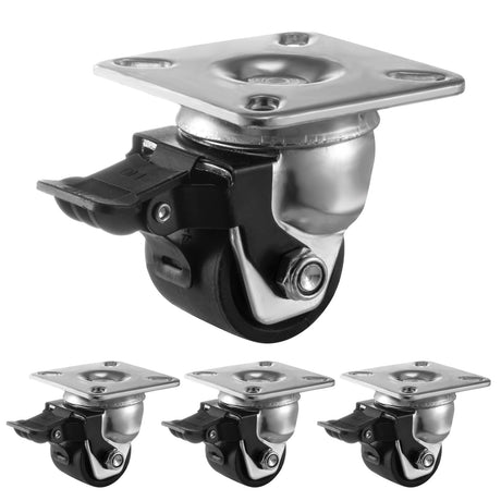 EMBOWLIFE 2 Inch Casters Wheels, Heavy Duty Casters Set of 4, Low Gravity Center Industrial Grade Casters with Brake 2200 LBS, Plate Swivel Casters, Durable Nylon Wheels for Machine, Equipment EMBOWLIFE