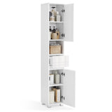 VASAGLE Tall Bathroom Cabinet, Slim Bathroom Storage Cabinet, Freestanding Narrow Cabinet with a Drawer, Adjustable Shelves, Open Compartment, for Small Spaces, White UBBC560P31 VASAGLE