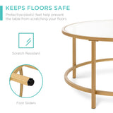 Best Choice Products 36in Modern Round Tempered Glass Accent Side Coffee Table for Living Room, Dining Room, Tea, Home Décor w/Satin Trim, Metal Frame, Non-Marring Foot Caps - Bronze Gold Best Choice Products