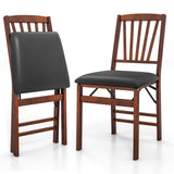 KOTEK Folding Dining Chairs Set of 2, Wooden Kitchen Chairs with Padded Seat & Solid Wood Frame, 400 LBS Weight Capacity, No Assembly Foldable Chair for Dining Room, Living Room KOTEK