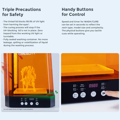 Creality UW-03 Wash and Cure Station 2 in 1 Machine Resin 3D Printer Gen 3.0 360° UV Exposure 405nm LED Magnetic Propeller Speed 500r/min 10.64L Cure Volume 8.46x6.49x11.81 inch - WoodArtSupply