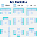 Tangkula 7 Pieces Patio Rattan Furniture Set, Patiojoy Outdoor Conversation Set with Cushions and Tempered Glass Coffee Table, All-Weather Sectional Sofa Set for Garden, Lawn, Backyard (Black) Tangkula