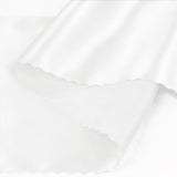 Eychei Set of 5 White Satin Table Runners, 12" x 108" Long Bright & Smooth Table Runner with Scalloped Edges, Satin Table Cloth Table Runner Decor for Wedding, Party, Banquet Eychei