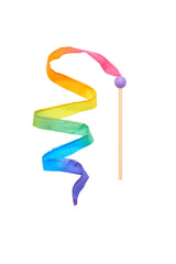 Sarah's Silks Mini Rainbow Streamer - Long Ribbon Wand for Kids, Pretend Play, Dance, Baton Stick Twirling, and Gymnastics Party Favors | 100% Silk and Wood Montessori and Waldorf Toys (1) Sarah's Silks