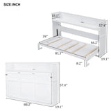 LUMISOL Twin XL Murphy Bed, Cabinet Murphy Bed with Desk, LED Light and USB Charging Station, Can Be Folded into Cabinet, Foldable Bed Frame for Bedroom Home Office, White LUMISOL