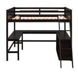 Espresso Wooden Full Size Loft Bed with Integrated Desk and Storage by Harper & Bright Designs Harper & Bright Designs