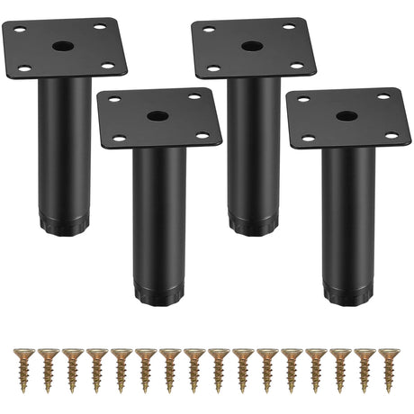 Fulushouxi 4 Pcs Furniture Legs, Metal Cabinet Legs, 4 inches/10 cm Adjustable Furniture Support Feet for Kitchen Shelves Sofa Table Chair Desk Cupboard Furniture Adjustable Legs Feet Foot Fulushouxi