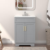 Ymise Bathroom Vanity with Sink, 24-Inch Bathroom Vanities Cabinet with Large Storage Space, Wooden Bathroom Sink Cabinet, Grey Ymise