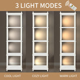 5 Tier Corner Shelf with LED Light, 57.7" Tall Corner Stand Shelves Modern Home Decor Display Floor Lamps, Corner Furniture Open Bookshelf for Bedroom, Office, Living Rooms, White Bloddream