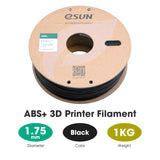eSUN ABS+ Filament 1.75mm, 3D Printer Filament ABS Plus, Dimensional Accuracy +/- 0.05mm, 1KG Spool (2.2 LBS) 3D Printing Filament for 3D Printers, Black eSUN