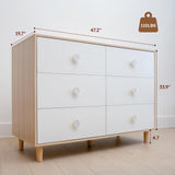 BERRY NEST White Dresser for Bedroom, 6 Drawer Dressers with Solid Wood Legs, Baby Dresser for Kids, Storage for Clothes and Baby Essentials BERRY NEST