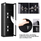 IRONMIX Display Cabinet with Doors, Curio Cabinet with 4 Adjustable Shelves, 71" Tall China Cabinet for Living Room, 5-Tier Display Case Tall Bookcase for Home Office (23.5 W, Black) IRONMIX