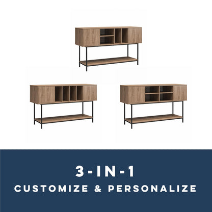 Novogratz Cooper Media Credenza/DJ Stand, Walnut - WoodArtSupply