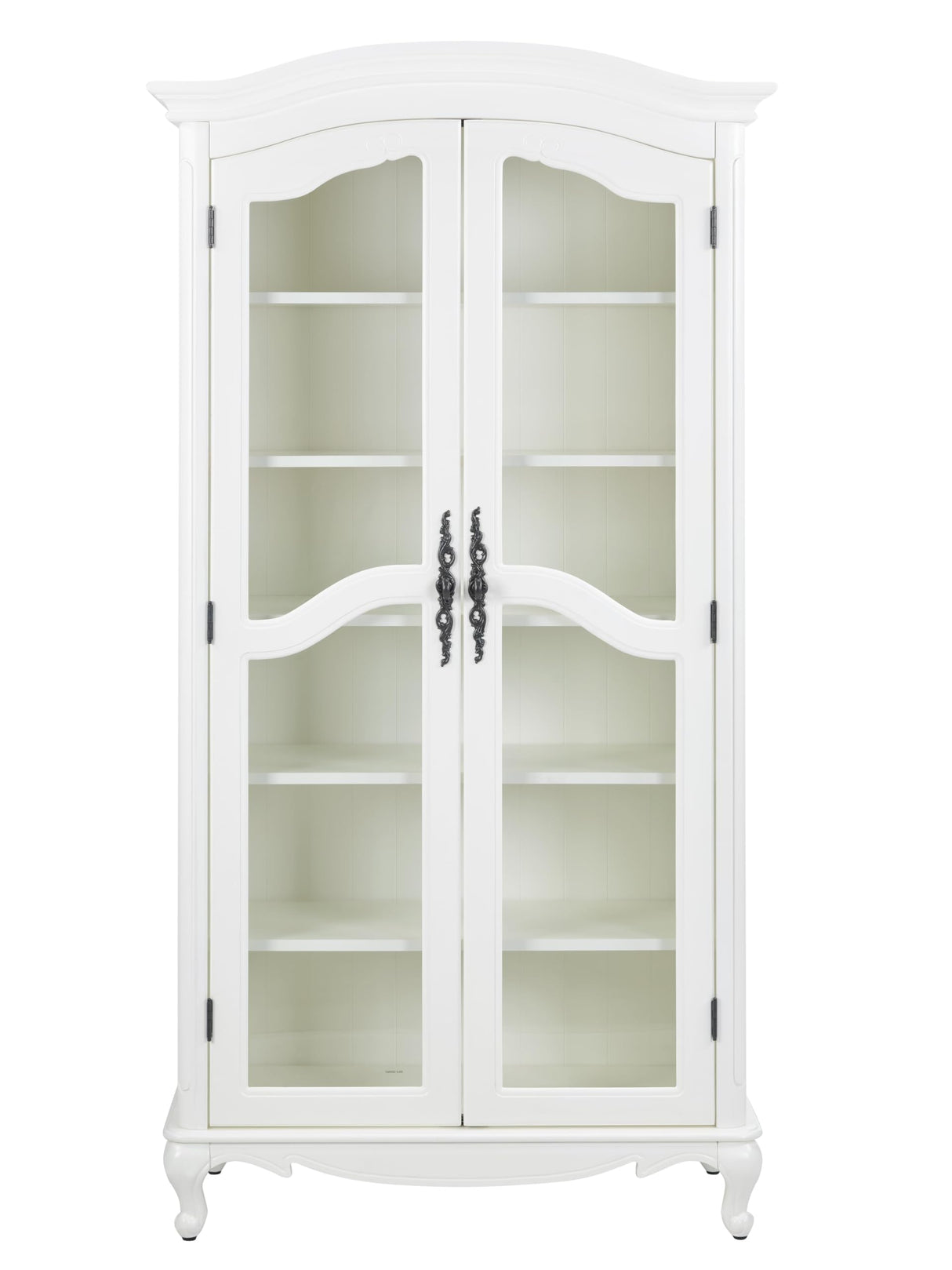 Farmhouse Arched Display Cabinet Bookcase Bookshelf with Glass Doors and Adjustable Shelves, 72" Tall 6 Tiers French Country-Inspired Wooden Curio Cabinet for Living Room, Office (Antique White) ZESTO PASSION FOR LIVE