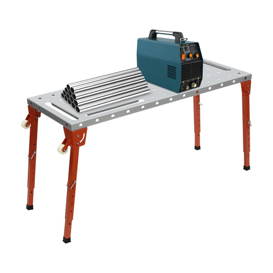 Welding Table Workbench 46"x18" 1000lbs Load Capacity Industrial Welding Worktop Foldable Cart with Casters & Adjustable Feets Floor Standing Portable Metal Steel Work Table - WoodArtSupply