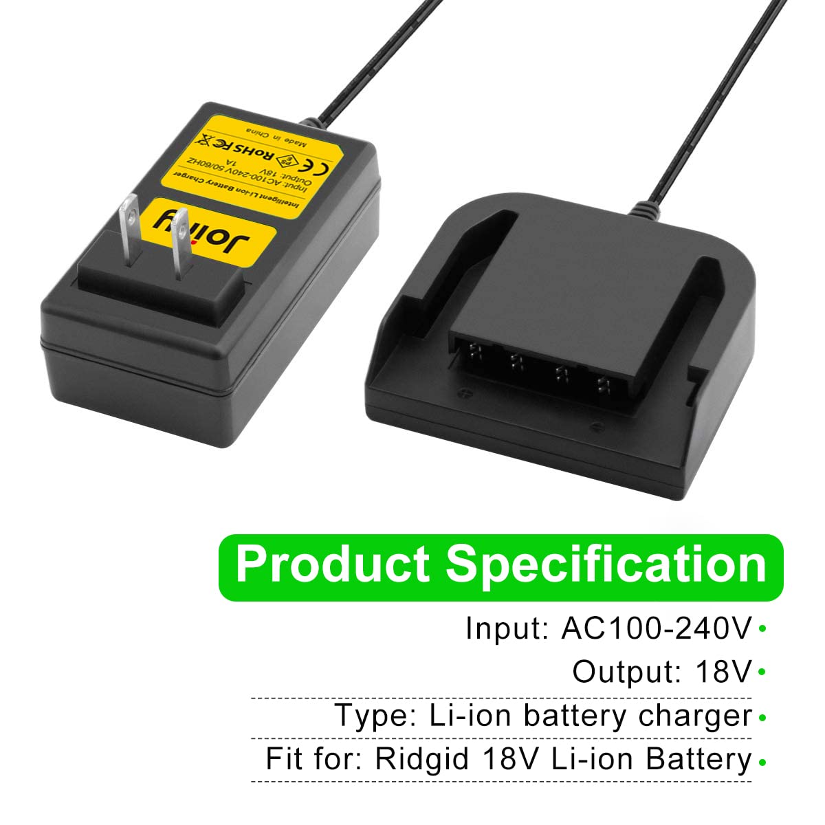 Joiry 18V Lithium Battery Charger for Ridgid R840083 R840087 R840086 R840089 AC840085 AC840086 AC840089 Joiry