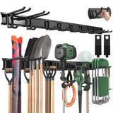 LBT 66" Garage Tool Organizer Wall Mount - 720lbs Garden Tool Organizer with Adjustable Hooks, Heavy Duty Metal Garage Storage Rack, Anti-Rust Shed Rack Holder Hanging Rake Broom Mower Snowboard LBT