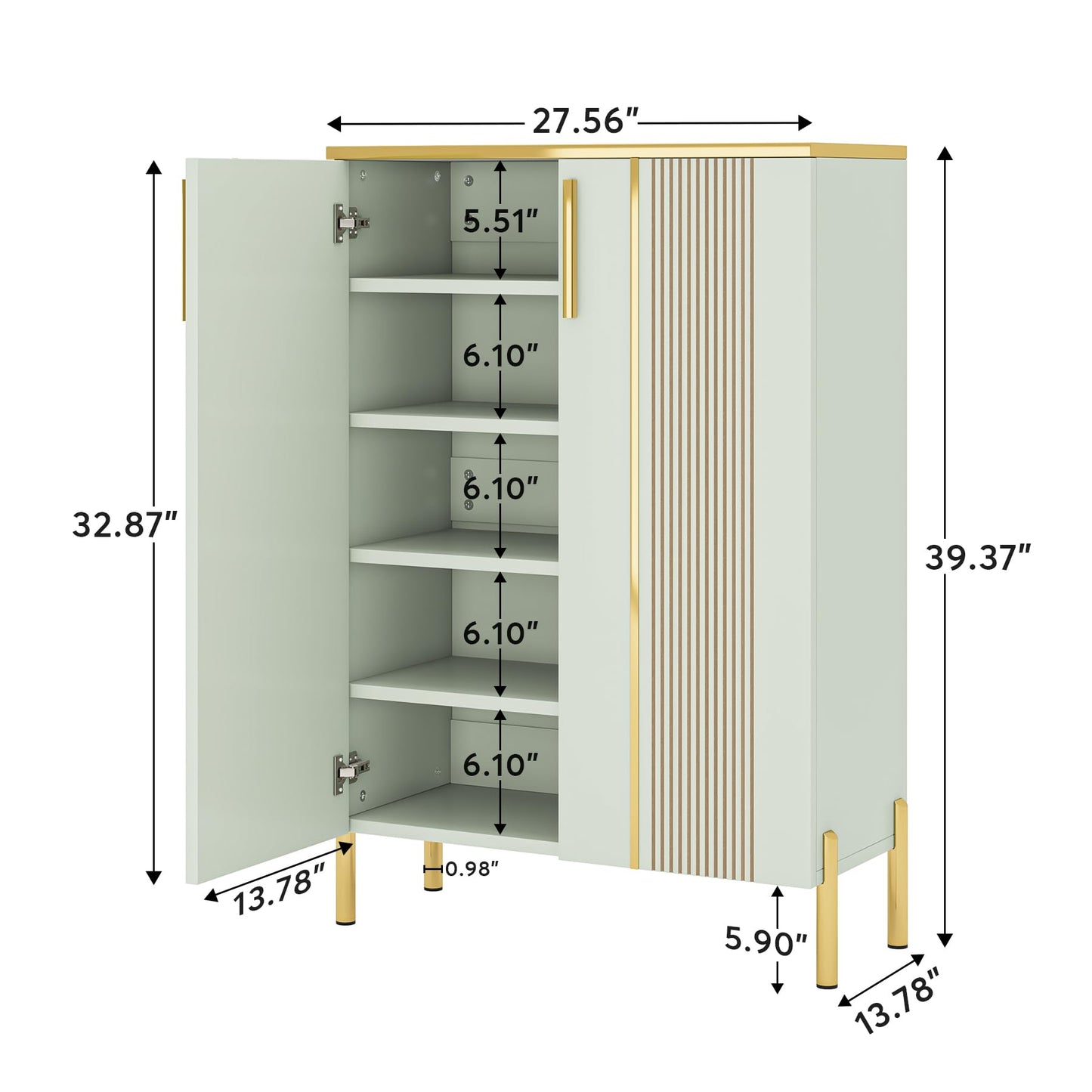 Tribesigns Shoe Cabinet with Doors, 6-Tier Shoe Storage Cabinet with Adjustable Shelves, Wooden Shoes Rack Shoe Storage Organizer for Entryway, Hallway, Closet, Living Room, Light Green - WoodArtSupply