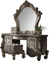 Acme Versailles Wood Bedroom Vanity Desk in Antique Platinum Pewter ACME Furniture